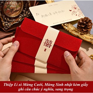 {Lẻ 1 cái} Phong bao lì xì cưới trao duyên kèm tua rua chữ Hỷ sang trọng dùng trong  bưng quả đám cưới, lễ ăn hỏi, lễ dạ