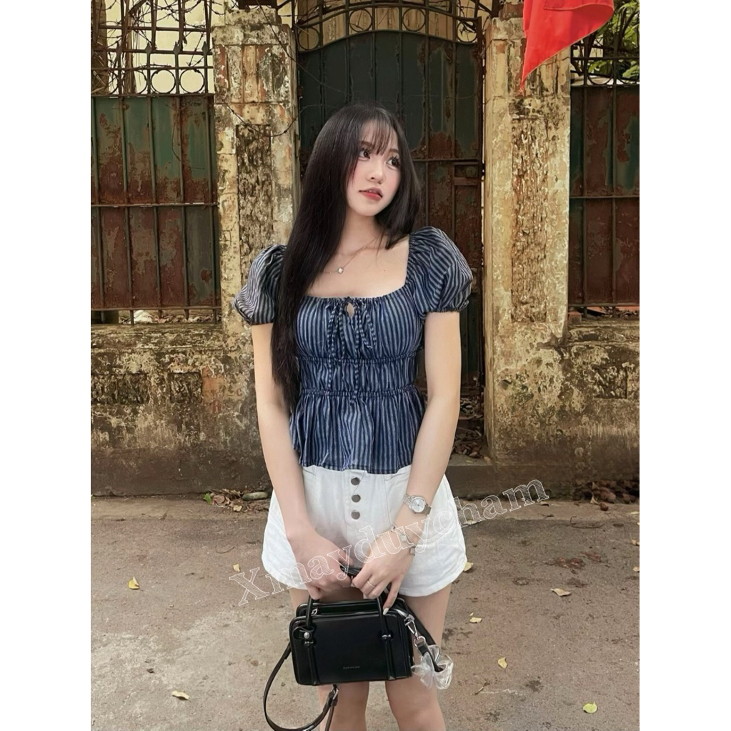 Áo Babydoll Dáng Rộng thắt nơ tay bồng tôn dáng cho nữ m6004 | BigBuy360 - bigbuy360.vn