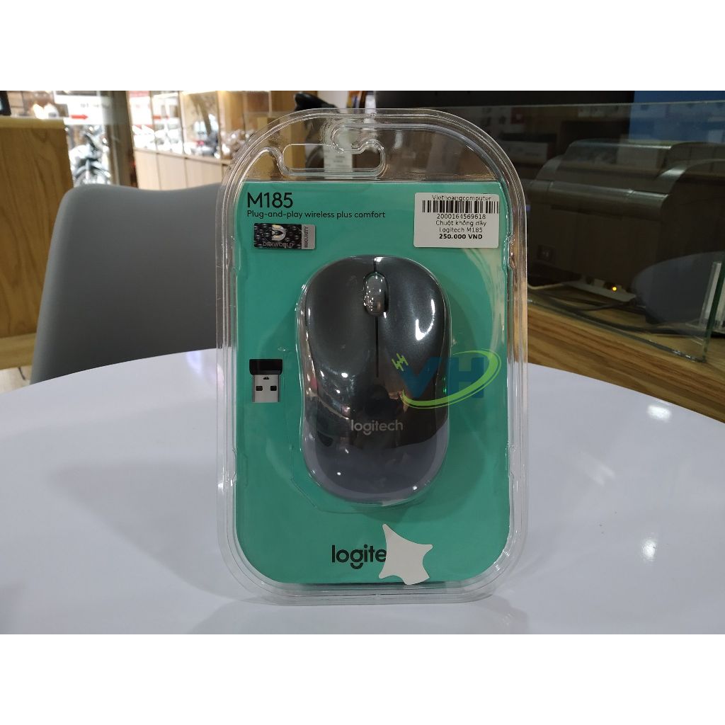Chuột không dây Logitech M185 (Xám)