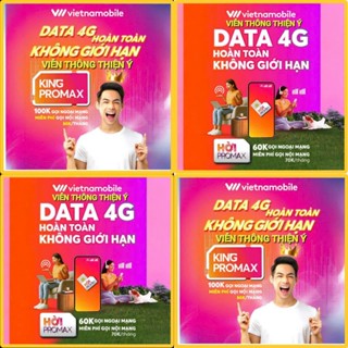 SIM 4G VIETNAMOBILE GIÁ RẺ GÓI KING{ Data không giới hạn }