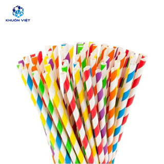 [KV] Phi 6 - Bó 100 ống hút giấy nhiều họa tiết, màu sắc làm từ sợi mía