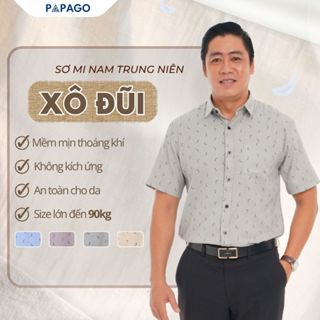 [HOT] Áo Sơ Mi Nam Trung Niên PAPAGO Tay Ngắn Vải Xô Đũi Thoáng Mát In Họa Tiết - P24SNHT011