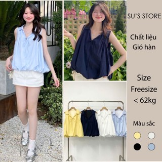 Áo Sát Nách Dáng Bí Cổ Bẻ Nơ Trước Susstore A3088 Thời Trang Nữ