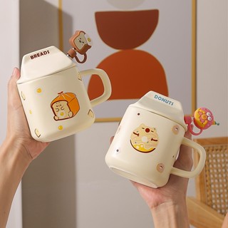  Ly sứ  cốc sứ  ly nước  ly có tay câm nắp sứ kèm ống hút thủy tinh 8096 Ly quà tặng decor 