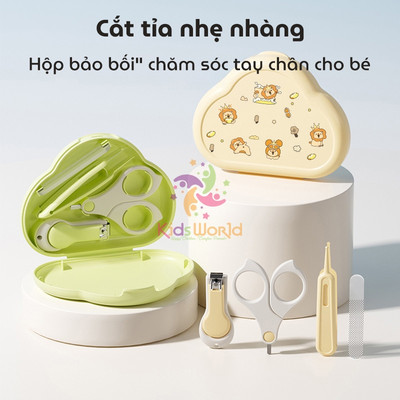 Bộ dụng cụ cắt móng tay cho bé bộ bấm móng 4 chi tiết hình đám mây KidAndMom dễ thương an toàn