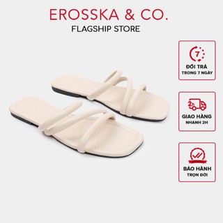  Erosska - Dép nữ đế bằng quai dây trơn kiểu dáng đơn giản cao 1cm màu bạc - DE090 