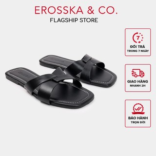  Erosska - Dép nữ đế bằng quai dây phối chéo nhau kiểu dáng basic cao 1cm màu bạc - DE091 