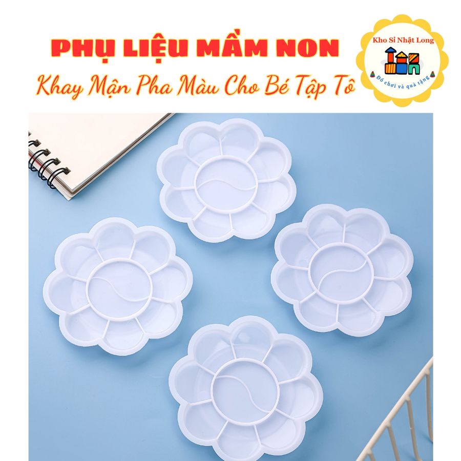 Combo 10 [Size Nhỏ] Khay Pha Màu Vẽ Hoa Mận Size Nhỏ