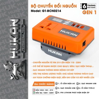  Đế Chuyển Đổi Nguồn HUKAN G1-BCN0214 Từ Pin 21V Sang 110-220V Chân Pin Phổ Thông 4cm 