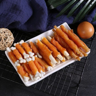 [500g] Bánh thưởng cho chó, gà sấy cuộn xương sữa cho chó mèo, gà sấy dẻo cuộn da bò, đồ ăn vặt cho chó
