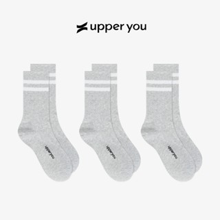 [Combo 3] Tất Vớ Nam Nữ Cổ Cao Xám Sọc UPPER YOU Cotton Tự Nhiên Êm Ái Dày Dặn Thoáng Khí - MIX GÂN XÁM