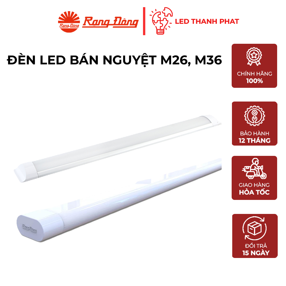 [Chỉ giao hỏa tốc HN] Đèn led bán nguyệt, mica Rạng Đông M26 - M36 - M46 - M56 - M66 ánh sáng 6500K