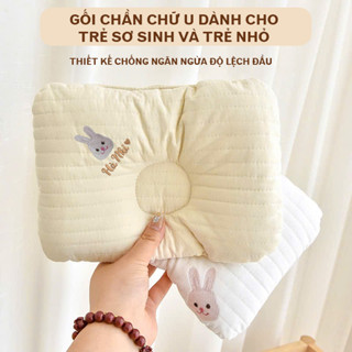 ( THÊU TÊN BÉ) Gối Sơ Sinh, Gối Chống Bẹp Méo Đầu cho bé sơ sinh, Gối Lõm cho bé vải chần bông cao cấp