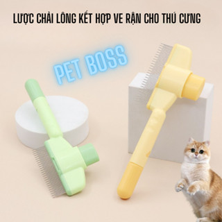 LƯỢC CHẢI LÔNG KẾT HỢP CHẢI VE RẬN CAO CẤP CÓ NÚT BẤM TIỆN LỢI, PHỤ KIỆN THÚ CƯNG