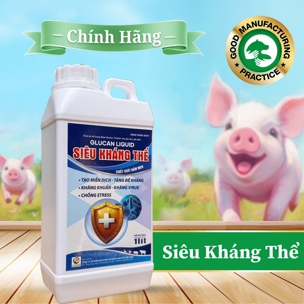 Siêu Kháng Thể GLUCAN LIQUID, Thức Ăn Bổ Sung Beta Glucan, Protein Cho Gia Súc, Gia Cầm 1 Lít