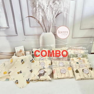 iuem combo 2 set KHĂN SỮA 4 LỚP (tổng 10chiếc) cho bé sơ sinh mềm mát, thấm hút tốt, ko có bụi vải