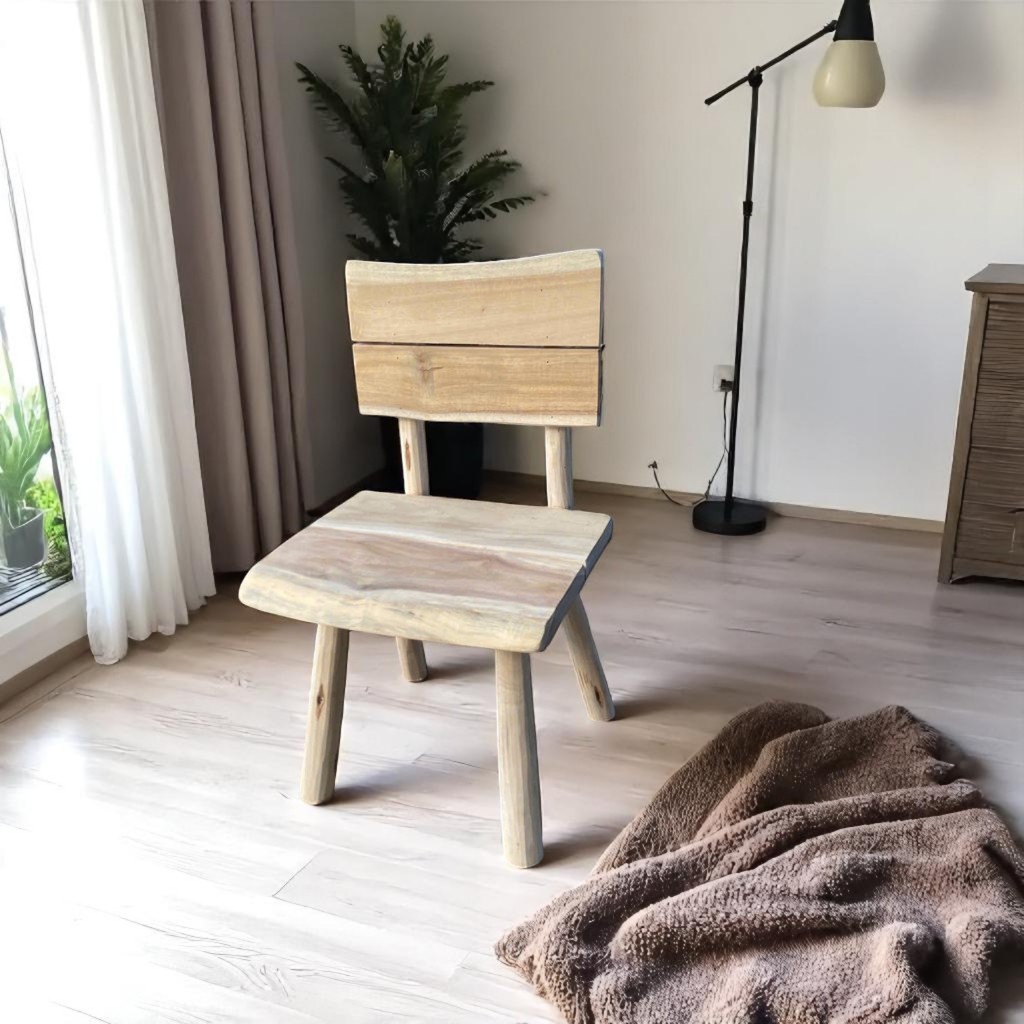 Ghế Gỗ Tự Nhiên Có Tựa Lưng – Ghế Ngồi Học, Ăn Cơm, Ngồi Cafe, Homestay – Xưởng Mộc Maido