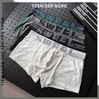 Combo 4 quần lót nam boxer, sịp đùi nam chất cotton mềm mịn mát kháng khuẩn thấm hút tốt WIND SWEEL