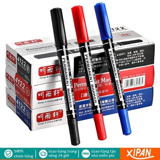  Bút lông dạ dầu 2 đầu Marker không xóa được xanh đỏ đen không trôi màu vạch dấu viết bảng ghi chú thùng carton Xipan 