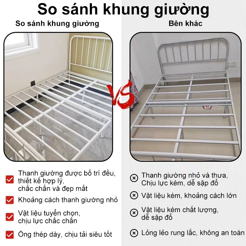HEINO Giường Sắt Đa Năng 1.2mm Dày Dặn  Khung Giường Bền Vững Cho Gia Đình Ký Túc Xá Dễ Lắp Ráp | BigBuy360 - bigbuy360.vn