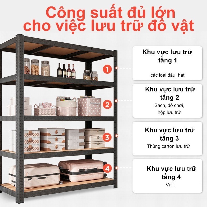 BMZAR Kệ sắt v lỗ 5 Tầng Kệ để đồ đa năng 120*40*180 Lắp đặt không cần vít | BigBuy360 - bigbuy360.vn