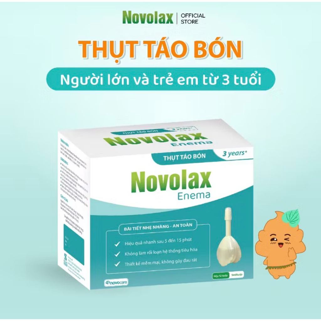 Novolax Enema 3 years +, thụt táo bón cho người lớn, trẻ em từ 3 tuổi, không