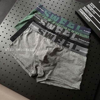 Combo 4 quần lót nam boxer, sịp đùi nam lưng to 5cm chất cotton mềm mịn mát thấm hút tốt WIND SWEEL