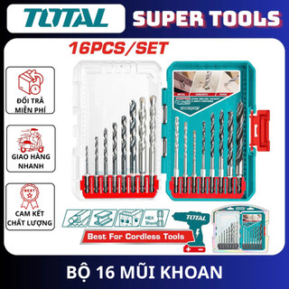  TOTAL Bộ 16 mũi khoan kim loại bê tông và gỗ chui lục giác TACSDL11608 