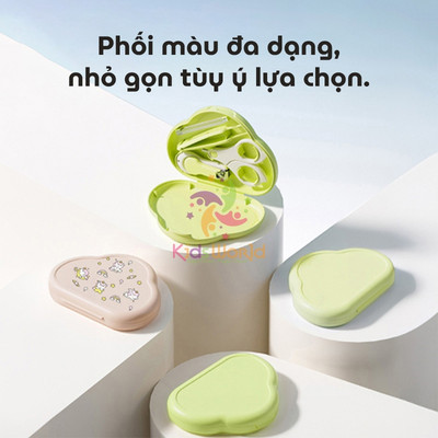 Bộ cắt bấm móng tay móng chân 4 món cho bé hình gấu KidsWorld chống kẹp thịt an toàn tiện lợi