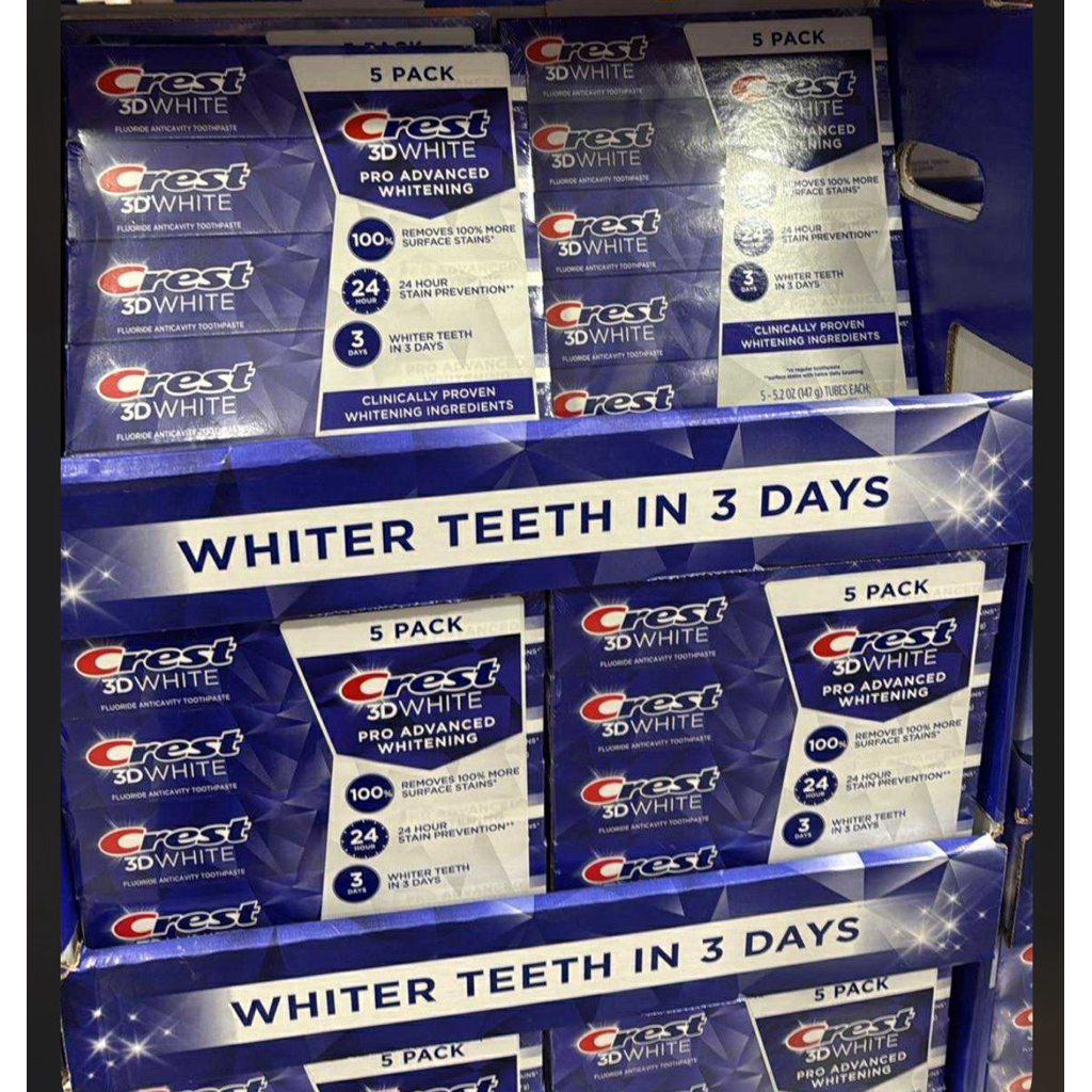 [Date 2028 ]SET 5 TUÝT KEM ĐÁNH RĂNG CREST 3D WHITE PRO ADVANCED WHITENING 147G