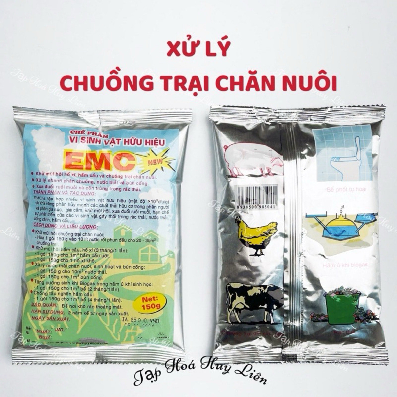 5 Gói Chế Phẩm Vi Sinh Vật Hữu Hiệu EMC (150g/gói) Khử Mùi Hôi Chuồng Trại Chăn Nuôi, Xử Lý Phân Chu