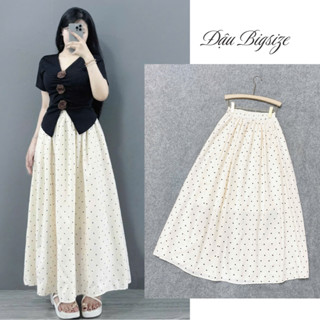 Chân váy maxi bigsize nữ họa tiết chấm bi dễ thương chất lụa mềm lưng thun co giãn (có lớp lót) - CV422