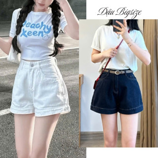 Quần đùi jean bigsize nữ dáng ngố ống form rộng lật line chất mềm mịn đứng form phù hợp nhiều phong cách- Q559