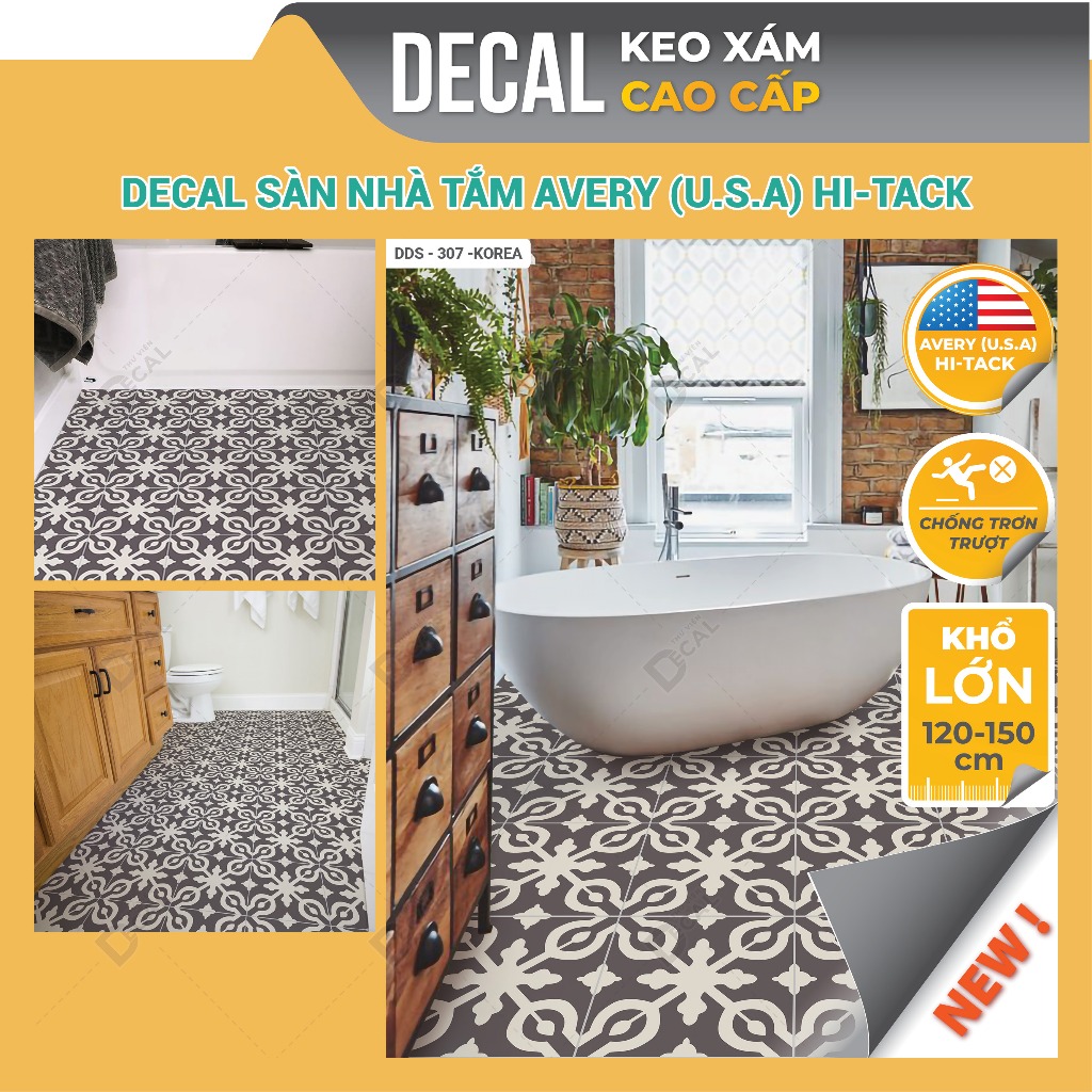 Decal Dán Nhà Tắm Chống Nước Cao Cấp, Giấy Dán Nền Nhà Vệ Sinh Dày Dặn, Size Lớn Thư Viện Decal DDS-