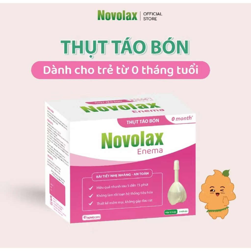 Novocare Novolax Enema 0 month+ tuýp 3ml, thụt táo bón cho trẻ em từ 0 tháng tuổi
