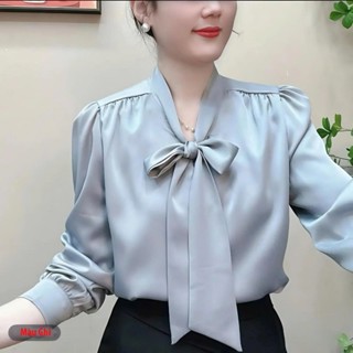 Áo sơ mi cổ nơ thiết kế mới from dáng siêu xinh nhẹ nhàng thanh lịch chất vải lụa ngọc trai mềm mịn sang xịn VP501