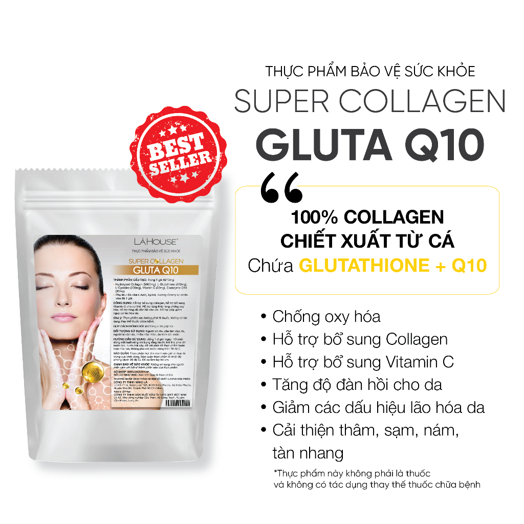 Collagen làm giảm nguy cơ lão hóa da Lá House Gluta Q10 (6.5g*30gói)