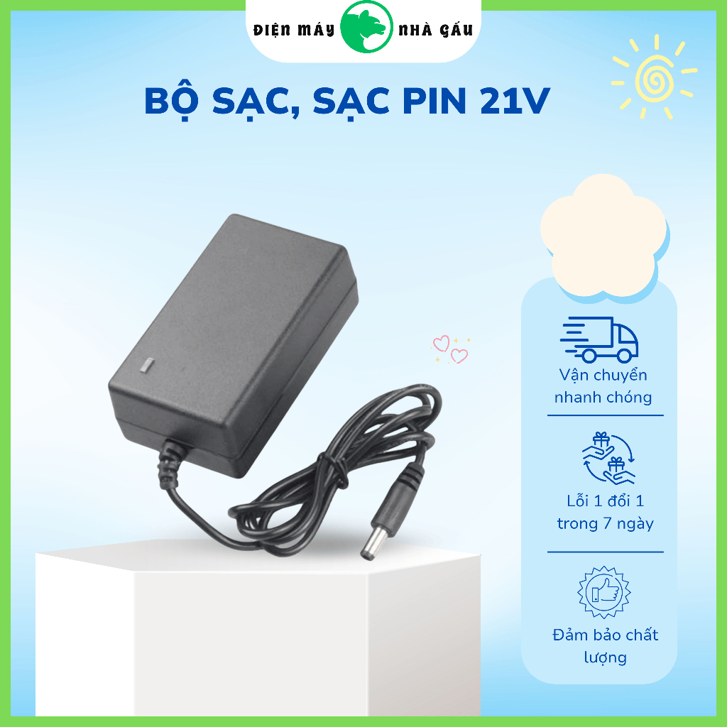 Bộ sạc, Sạc Pin 21V, cho máy khoan pin, chuyên sạc pin Liion 21V, có đèn báo đầy, Sạc Pin