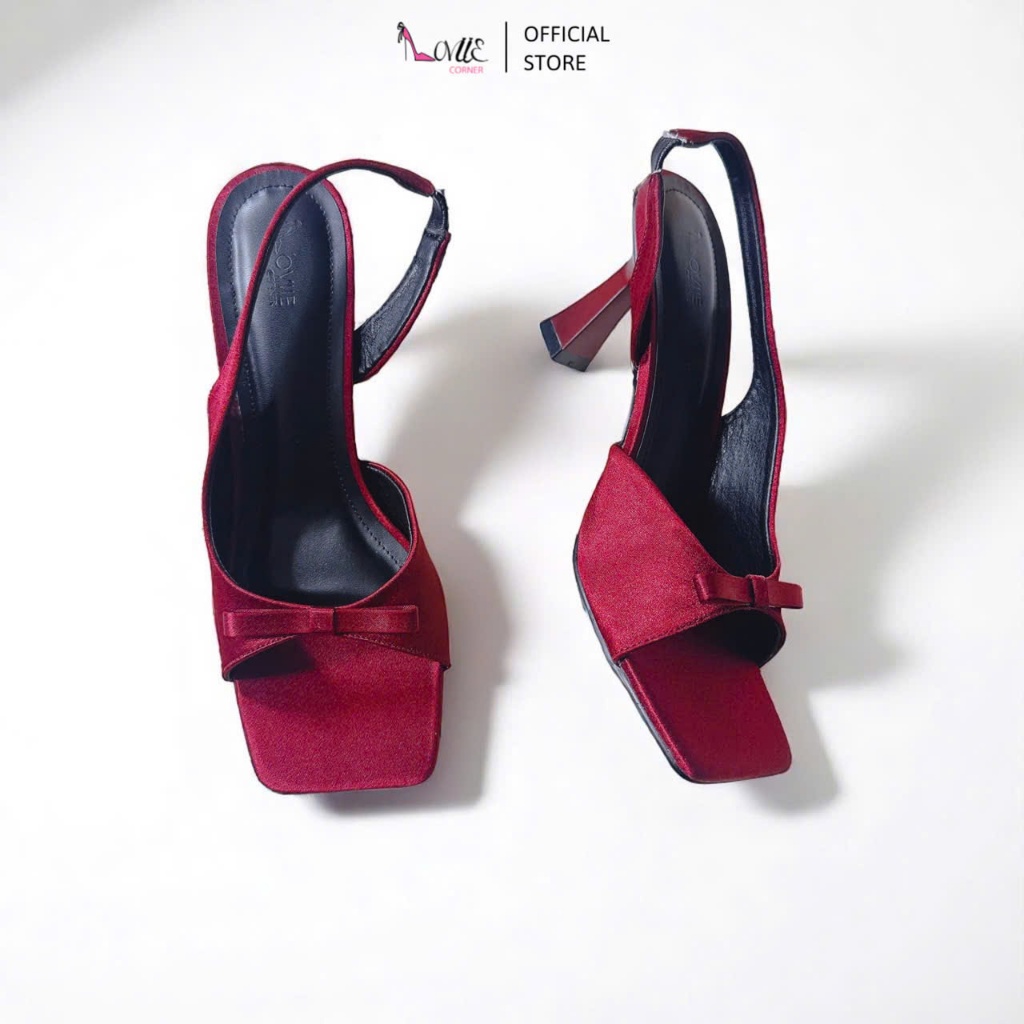LOVIIECORNER - GIÀY CAO GÓT MŨI VUÔNG - SANDAL GÓT LOE QUAI ĐÍNH NƠ - CAO GÓT NỮ HẬU THUN 7 PHÂN G25