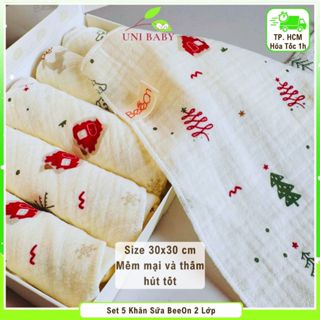 [Chọn màu] Khăn sữa cho bé sơ sinh muslin 2 lớp, khăn sữa Boona và Khăn sữa sợi tre BeeOn 30x30 cm