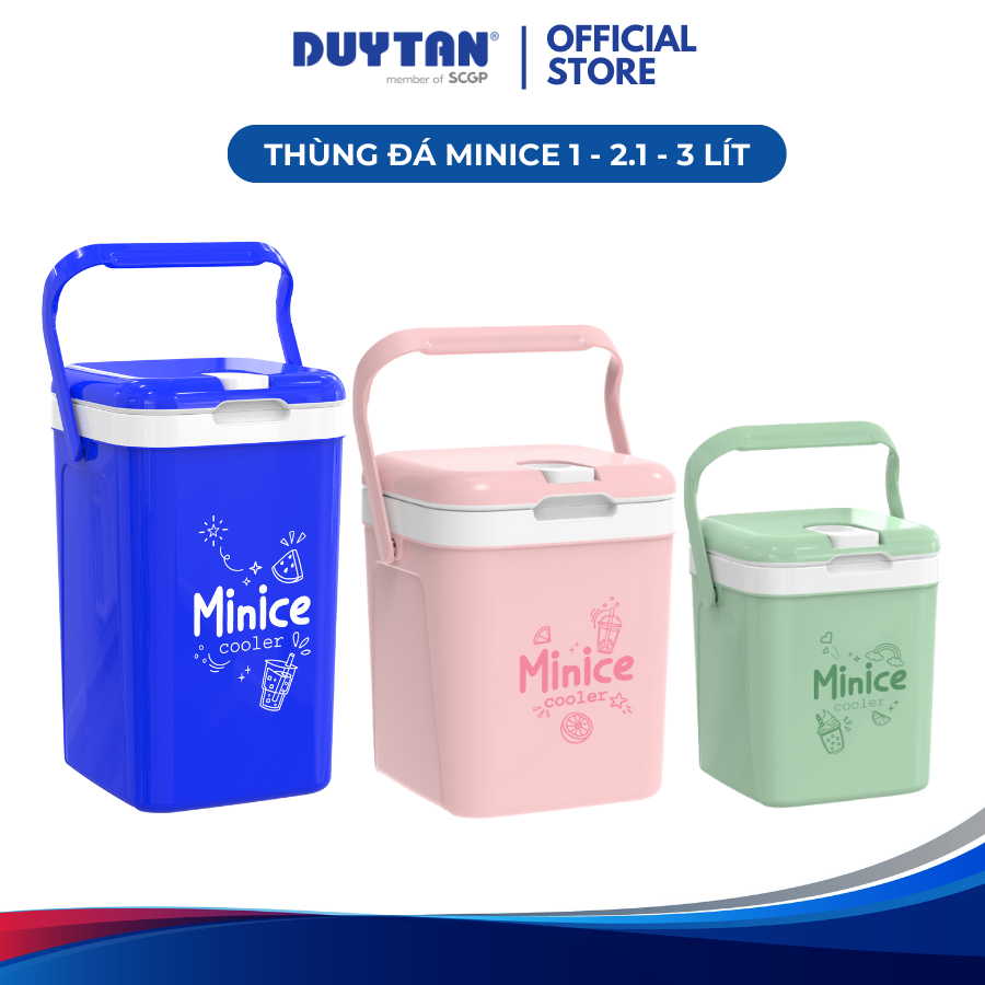 Thùng đá Minice 1 2.1 3L DUY TÂN nhựa PP, PU giữ nhiệt, bình giữ nhiệt mini quai xách, giải khát