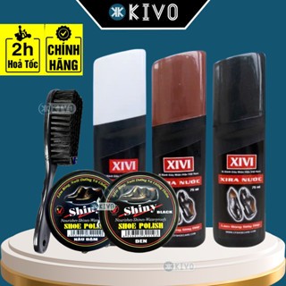 Xi Đánh Giày Đen Nâu SHINY- Si Đánh Giày và Bàn Chải Đánh Giày Kiwi Cao Cấp- Bộ Vệ Sinh Giày Da KIVO