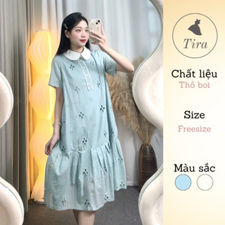 Váy tiểu thư TIRA MAMA V1972 Váy babydoll dáng dài váy công sở bigsize họa tiết cổ đức sang chảnh