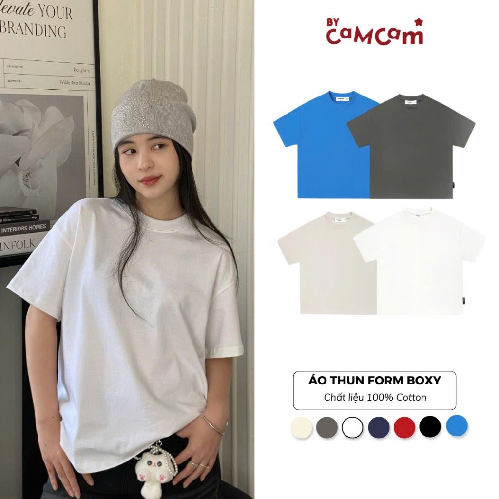 Áo Thun Trơn Cotton Form Boxy 𝑩𝒚𝒄𝒂𝒎𝒄𝒂𝒎 100% Cotton Nam Nữ Unisex ATN005 | BigBuy360 - bigbuy360.vn