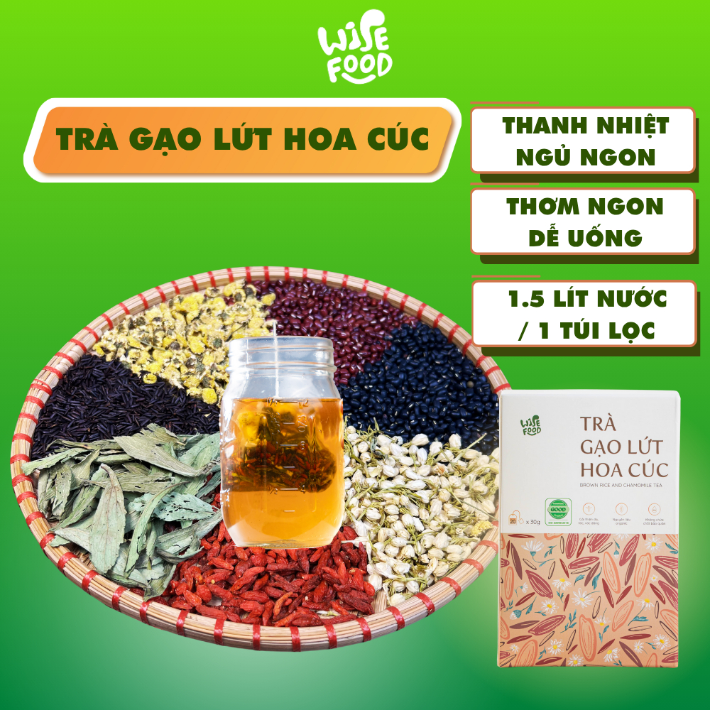 Trà Gạo Lứt Hoa Cúc WISE FOOD 600g, Trà Thanh Nhiệt Mát Gan Lành Tính, Điều Hòa Giấc Ngủ
