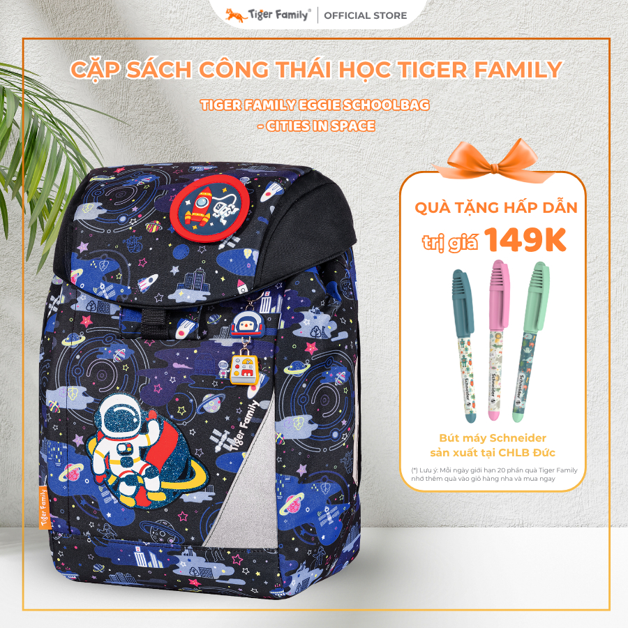 Cặp Sách Công Thái Học Tiger Family Eggie Schoolbag - Cities In Space - Tiger Family TGEG-006A