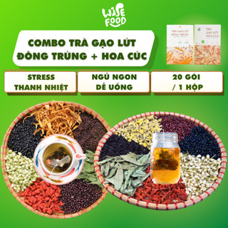 Combo Trà Gạo Lứt Hoa Cúc Và Trà Gạo Lứt Đông Trùng Wise Food, Nguyên Liệu Hoàn Toàn Tự Nhiên