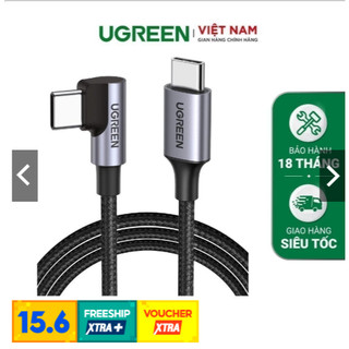 Cáp sạc và truyền dữ liệu 2 cổng USB-C 90 độ PD 60W dòng 3A 0.5-2m UGREEN US255 Chính Hãng BH 18 Th