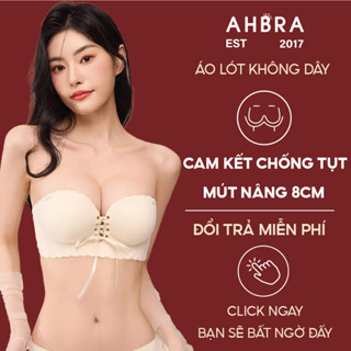 Áo Lót Không Dây Chống Tụt Dáng Quây Đệm Dày 8cm Nâng Ngực Dây Rút Phía Trước Tạo Khe AHBRA FS04