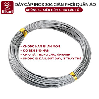 Dây Cáp Giàn Phơi Thông Minh | Dây Cáp Inox 304 1.5mm Không Han Gỉ, Sờn Đứt - Chịu Lực Tốt - Không Lo Rối Cáp